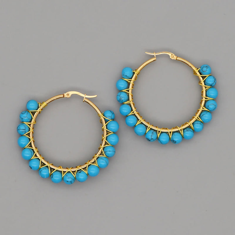 Boho Natuurlijke Kristal Grote Creolen Oorbellen - Sanne