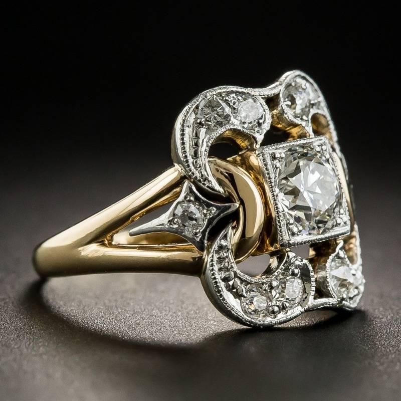 Vintage Gouden Zirkonia Ring - Celestine