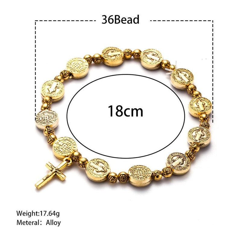 Gouden en zilveren Christelijk kruisarmband – Solana