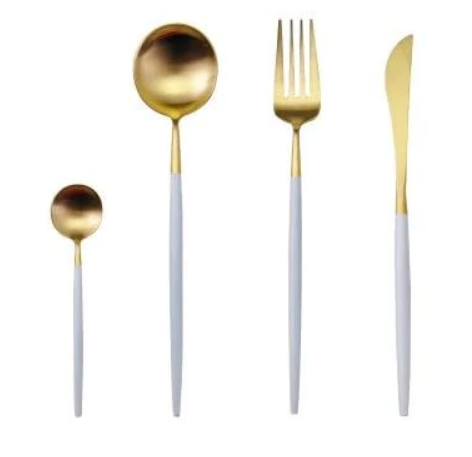 24-delig Luxe Bestekset van RVS in Goud-Zilver – RoyalGlow