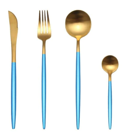 24-delig Luxe Bestekset van RVS in Goud-Zilver – RoyalGlow