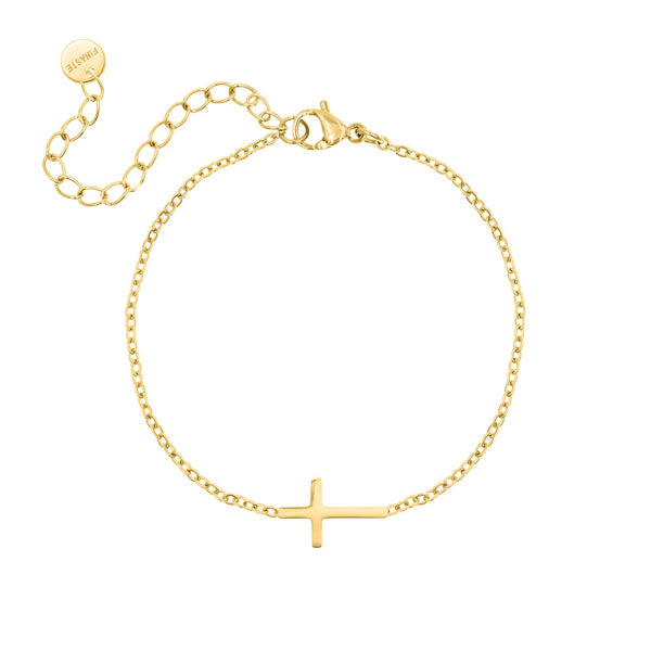 Gouden en zilveren kruisarmband
