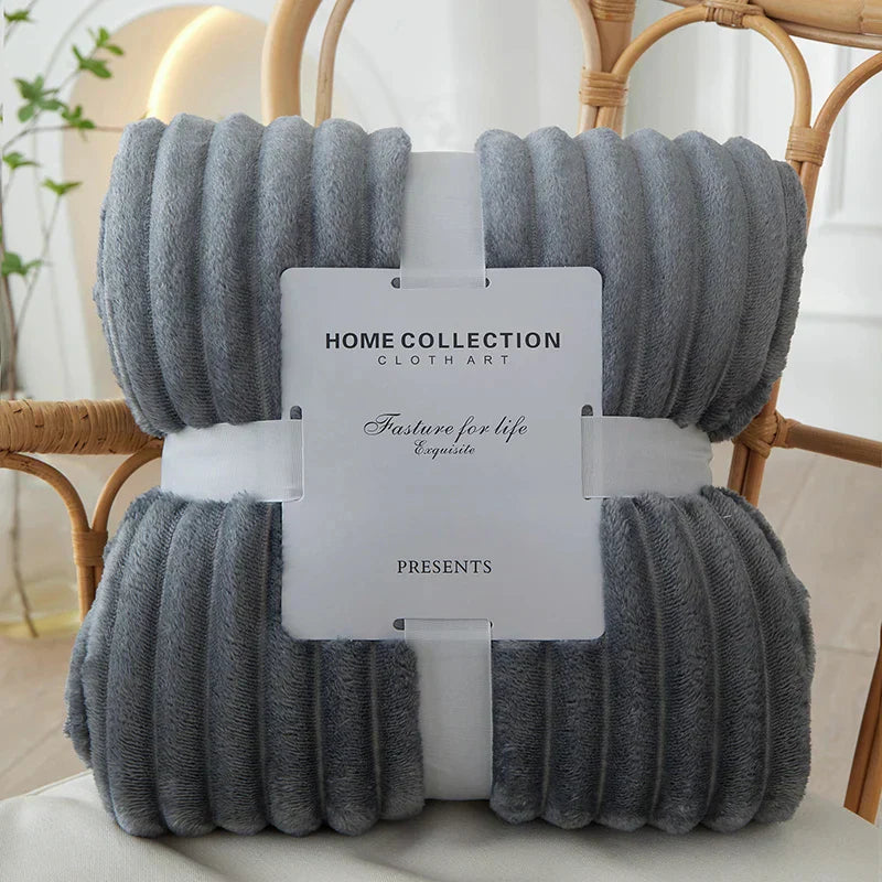 Brede Gestreepte Flanellen Fleece Dekentje – CozyStripe