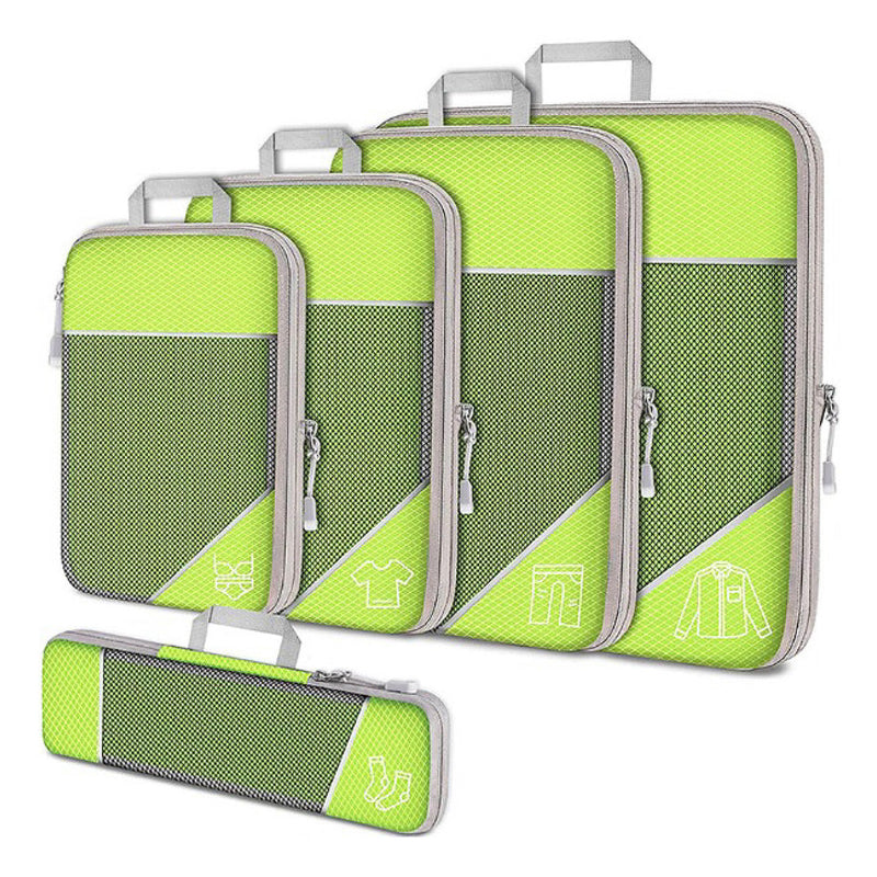 Compressie Reisorganisers | Slimme Inpakoplossing | Ruimtebesparende Bagage Cubes | Perfect Voor Vakanties & Zakenreizen | 5-delige Set | Lichtgewicht & Duurzaam | Maximale Ruimtebesparing | Avontuurlijke Reiskompanen