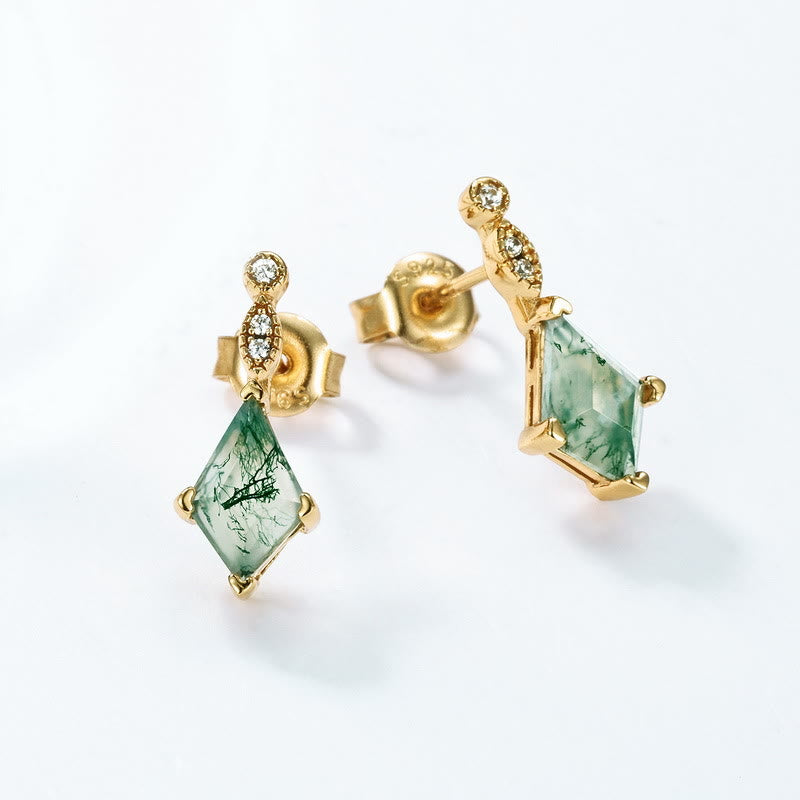 Moosagaat- en Witte Zirkon-sieradenset – Lana