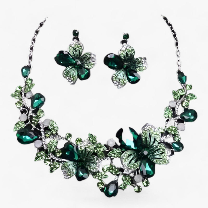 Bruidsjuwelen-set met emaille bloemen – Fleur