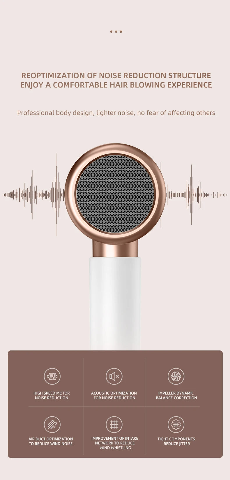 Professionele Föhn 2400W met koude en warme lucht - negatieve ionen - krachtige haardroger voor salonresultaten