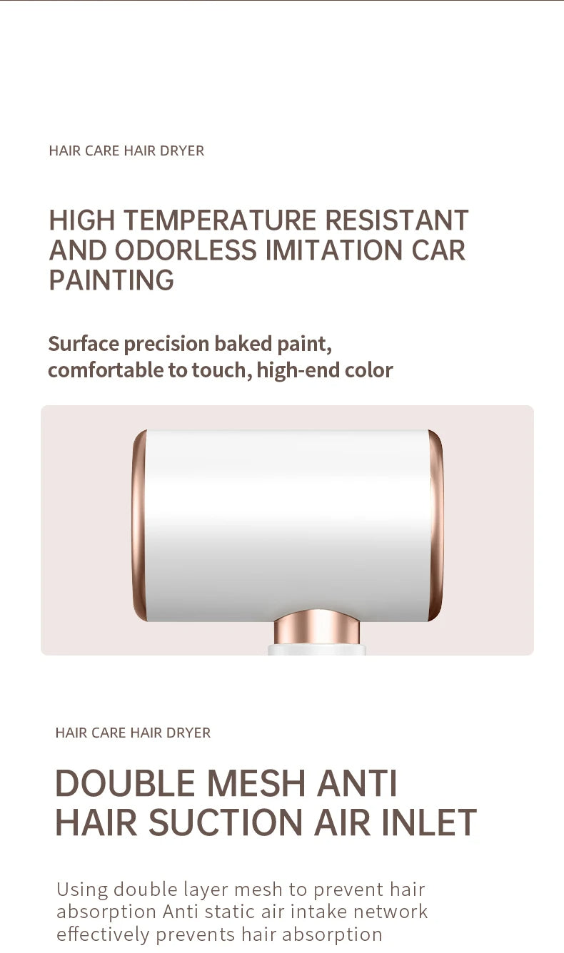 Professionele Föhn 2400W met koude en warme lucht - negatieve ionen - krachtige haardroger voor salonresultaten