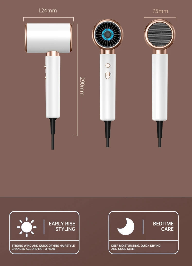 Professionele Föhn 2400W met koude en warme lucht - negatieve ionen - krachtige haardroger voor salonresultaten