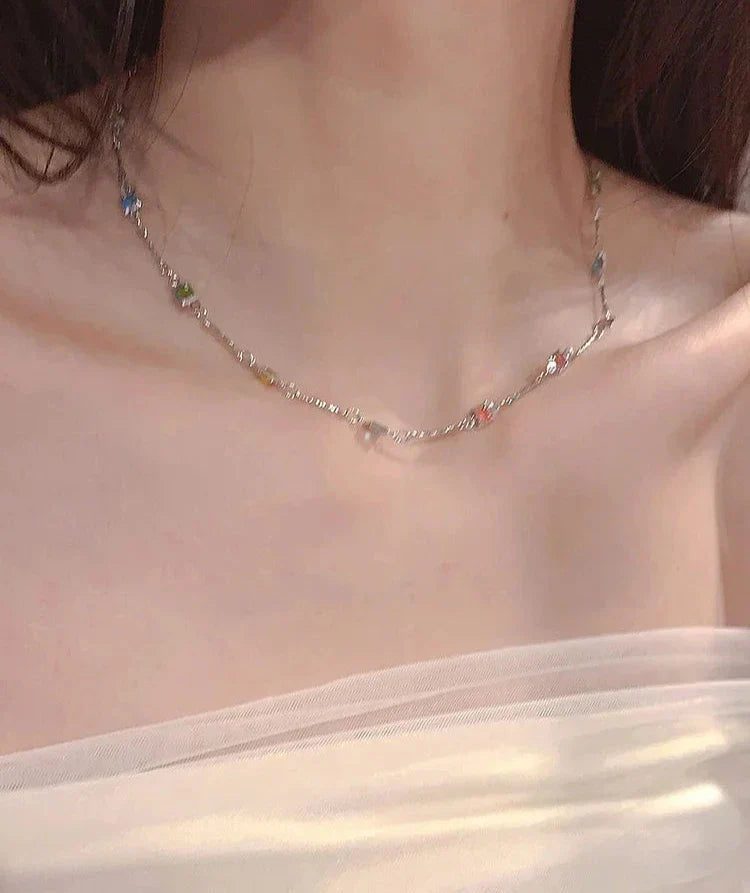 Fijne Gouden/Zilveren Ketting met Kleurrijke Stenen – Ivy