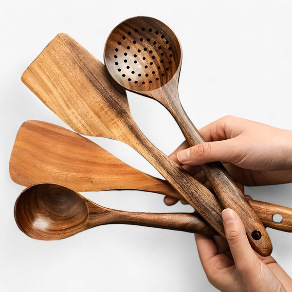 11-delig hittebestendig houten keukengerei-set – WoodChef