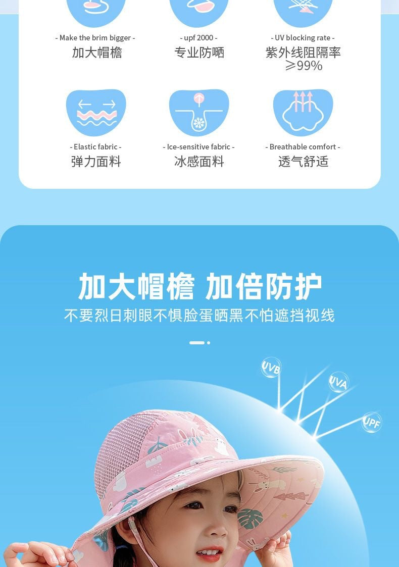 ANTI-UV KINDER ZONNEHUT MET PIJP – ZOMER BUCKET HAT VOOR JONGENS EN MEISJES