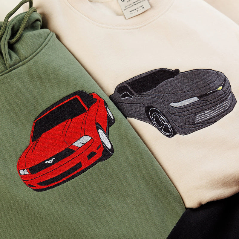 CarStitch | Te personaliseren geborduurde auto hoodie van je eigen auto