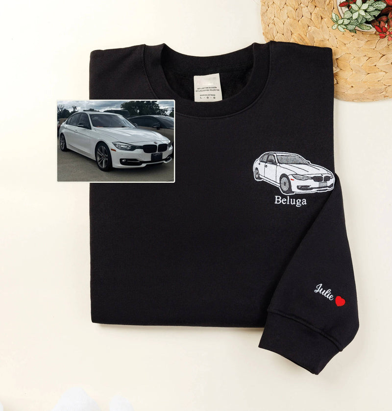 CarStitch | Te personaliseren geborduurde auto hoodie van je eigen auto