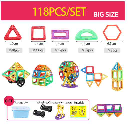 Magnetische Bouwstenen voor Kinderen – Leer Speelgoed met 118/148 Onderdelen