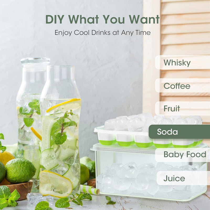 Stapelhbare siliconen ijsblokjesvormen met opbergdoos