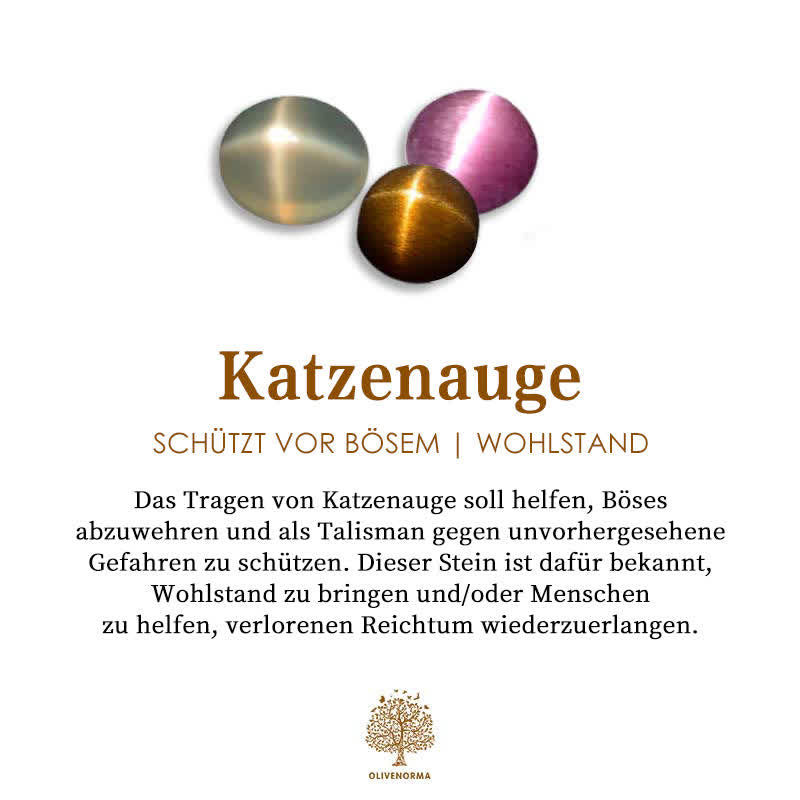 Hartvormige rozenkrans-halsketting met kattenoogstenen – Elara