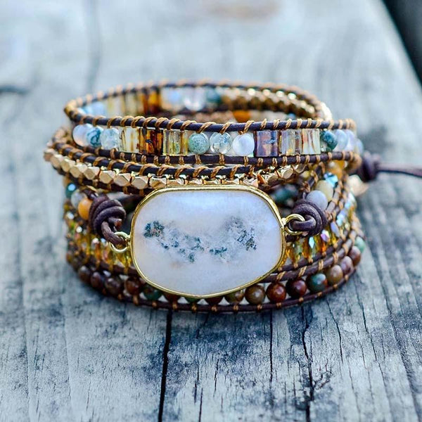 Achat Maanlicht-Wickelarmband – Lunara