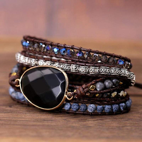 Krachtige Onyx-Wikkelarmband – Isadora