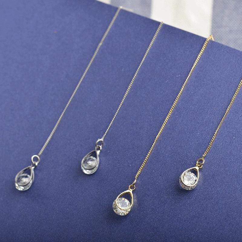 Lange Druppel-Strass-Oorbellen – Isalyn