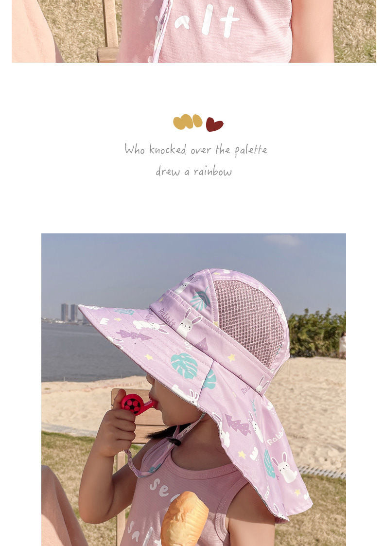 ANTI-UV KINDER ZONNEHUT MET PIJP – ZOMER BUCKET HAT VOOR JONGENS EN MEISJES