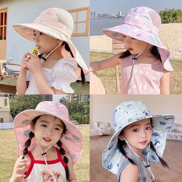 ANTI-UV KINDER ZONNEHUT MET PIJP – ZOMER BUCKET HAT VOOR JONGENS EN MEISJES
