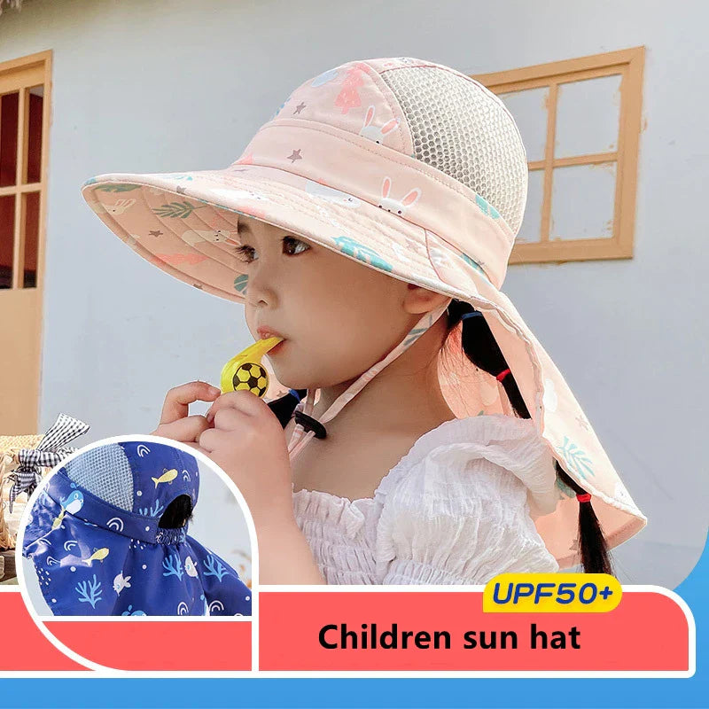 Kinder Sonnenhut met UPF 50+ - Brede rand en Verstelbare Kinband