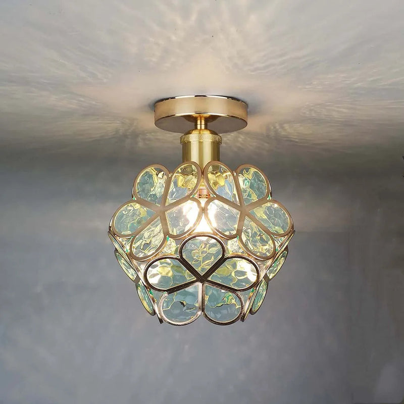 Artistieke Glas-Plafondlamp met Bloemenpatroon - FlowerHall