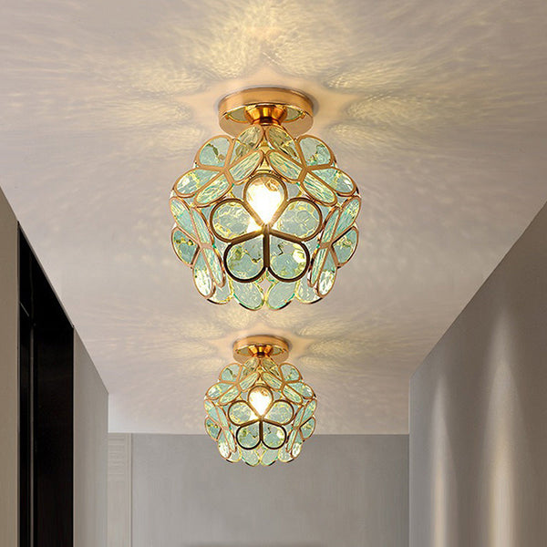 Artistieke Glas-Plafondlamp met Bloemenpatroon - FlowerHall