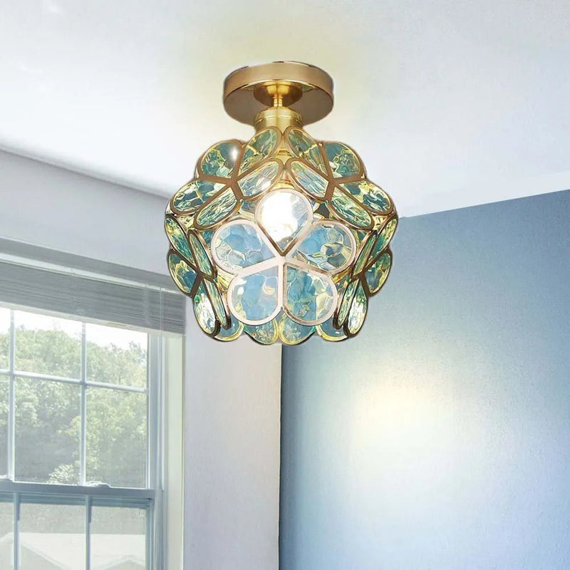 Artistieke Glas-Plafondlamp met Bloemenpatroon - FlowerHall