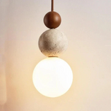 Moderne Travertin- en Mahonie Hanglamp - NaturaLuxe