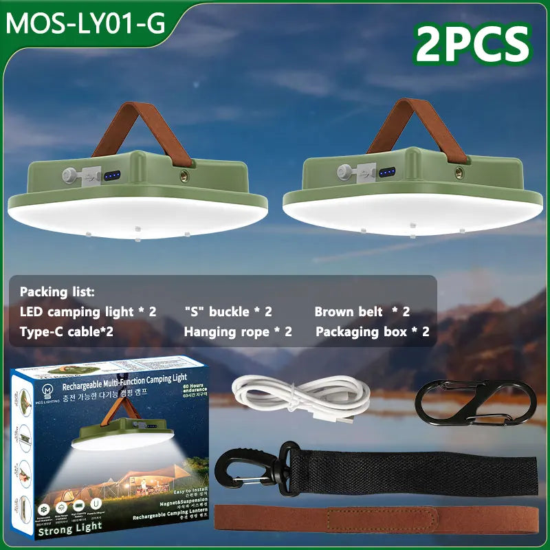 80W LED Zonne-oplaadbare Campinglamp met Magneet en Zoomfunctie
