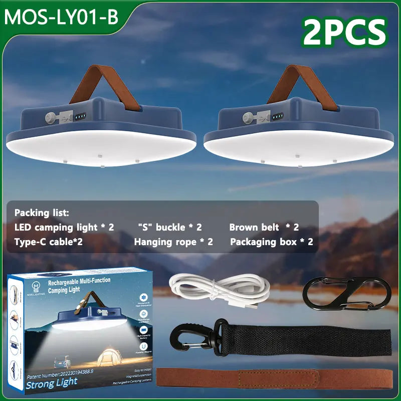 80W LED Zonne-oplaadbare Campinglamp met Magneet en Zoomfunctie