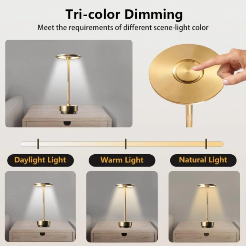 ClarityGlow Luxe Editie | Draadloze LED Tafellamp