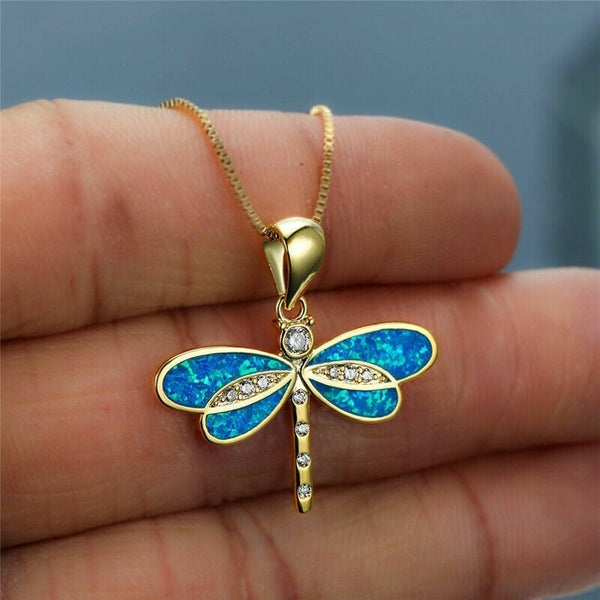Gouden Libelle-Halsketting met Opal – Isolde