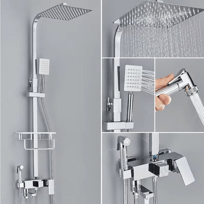 Doucheset - AquaFlow - Luxe Regen Douche - Messing Mengkraan