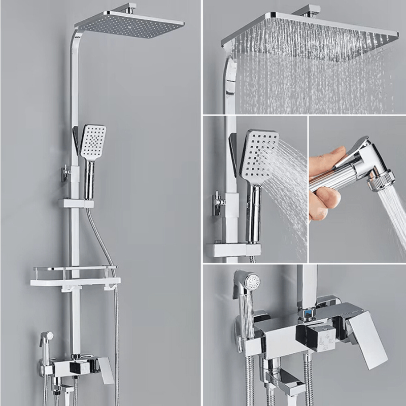 Doucheset - AquaFlow - Luxe Regen Douche - Messing Mengkraan