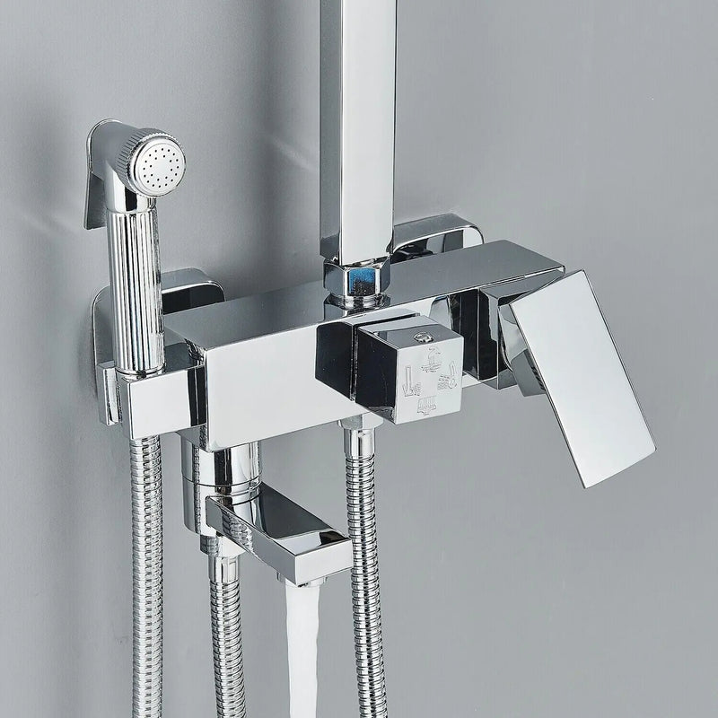 Doucheset - AquaFlow - Luxe Regen Douche - Messing Mengkraan