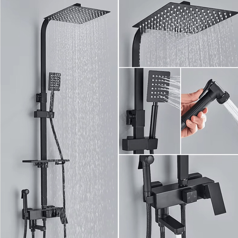 Doucheset - AquaFlow - Luxe Regen Douche - Messing Mengkraan
