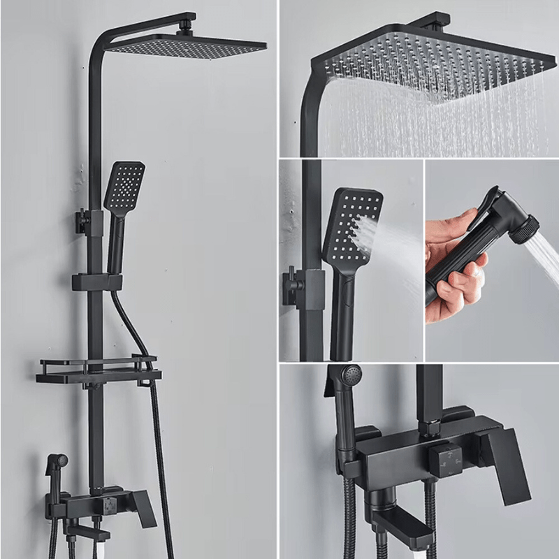 Doucheset - AquaFlow - Luxe Regen Douche - Messing Mengkraan