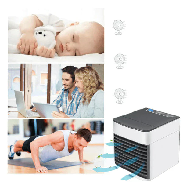 3-in-1 Luchtkoeler met Ventilator, Luchtbevochtiger en Luchtreiniger – Draagbaar, Stil & met LED-nachtlampje