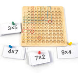 Leer spel Houten bord voor vermenigvuldiging 1–10 met kaarten & dobbelstenen