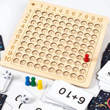 Leer spel Houten bord voor vermenigvuldiging 1–10 met kaarten & dobbelstenen