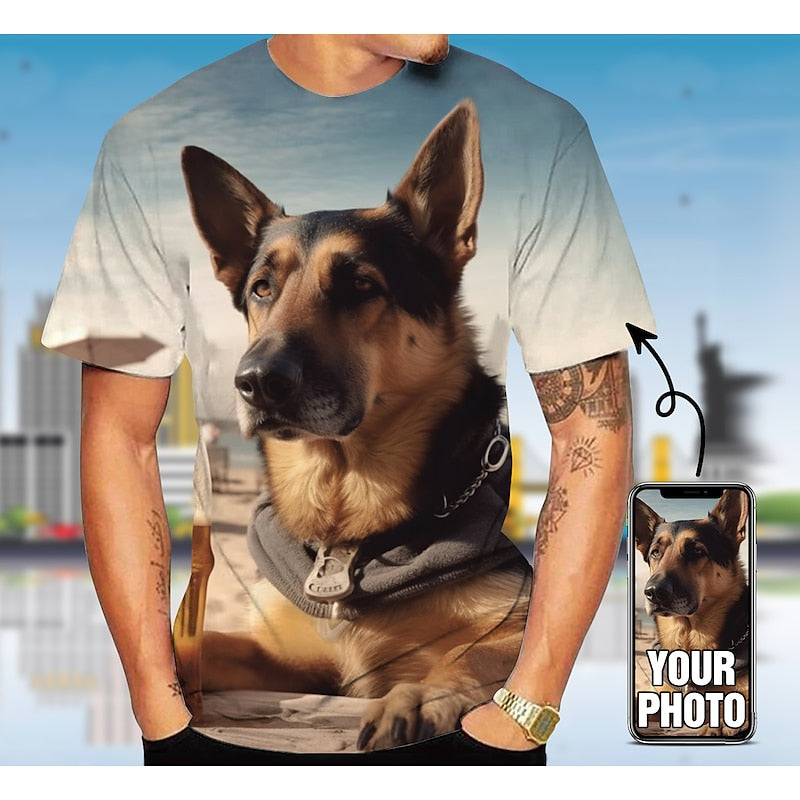 Gepersonaliseerd T-shirt voor Mannen – Ontwerp je Eigen Shirt - Uniek Cadeau met Eigen Print