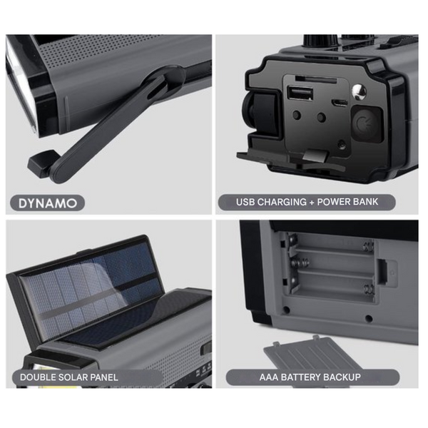 3-in-1 Noodradio's met Dynamo, Zonnepanelen & Powerbank - SafeWave