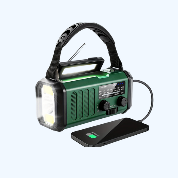 10000mAh Noodradio | Zonne-energie & Handdynamo | AM/FM | SOS Alarm