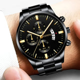 Luxe Zwarte Kwarts Horloge voor Heren - Caspian