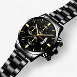 Luxe Zwarte Kwarts Horloge voor Heren - Caspian