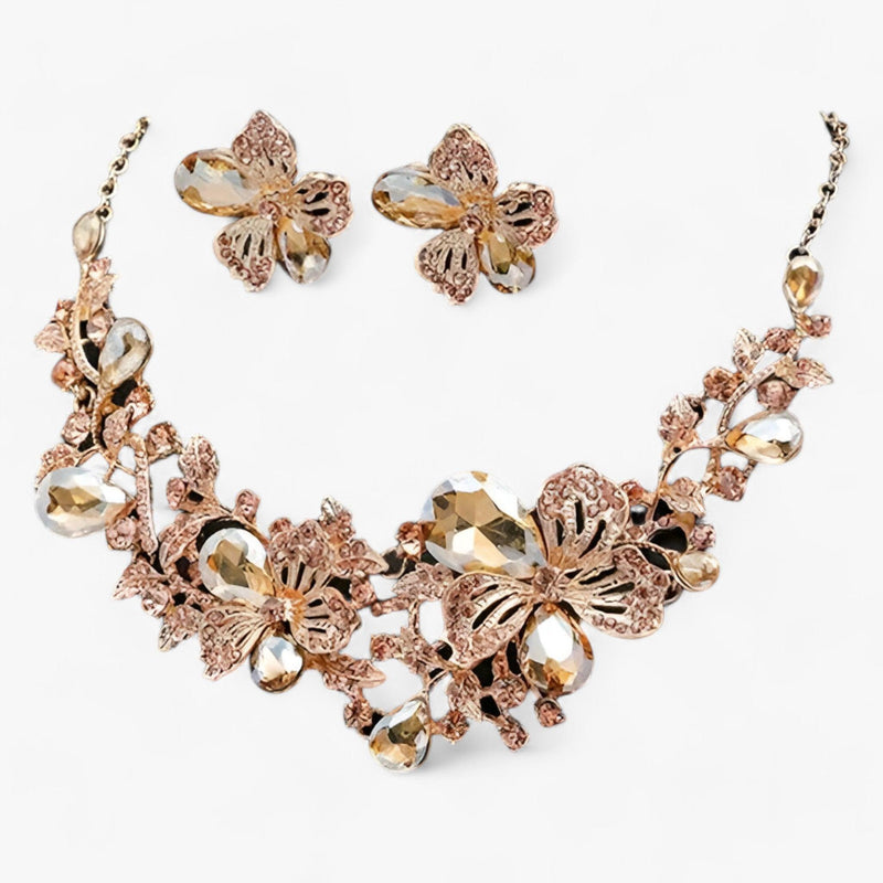 Bruidsjuwelen-set met emaille bloemen – Fleur