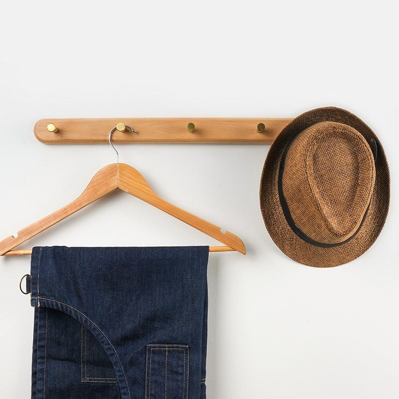 Wandgarderobe van hout met messing haken - LignaHook